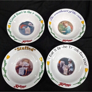 VTG KELLOGG’s 4PC Collector’s/Limited Edition Complete Set Ceramic Cereal Bowls